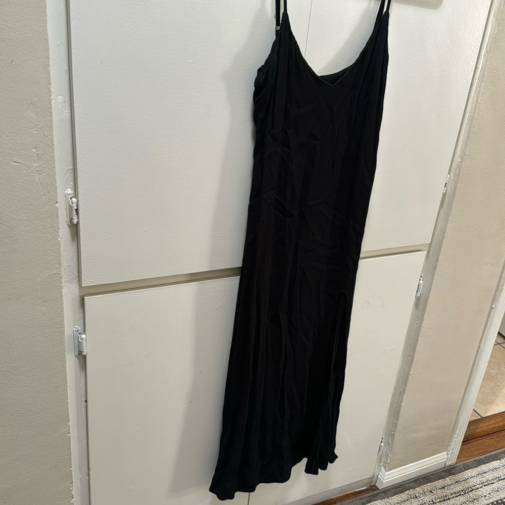 Classic Black Reformation Dress with High Slit